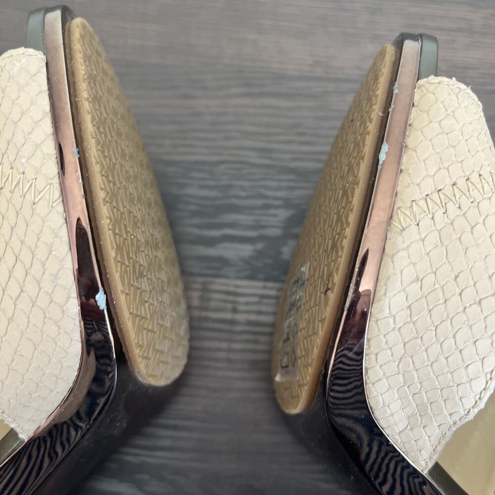 Michael Kors Womens Beige Leather Front Zip Strappy Stiletto Heels Size 8M - Picture 7 of 10